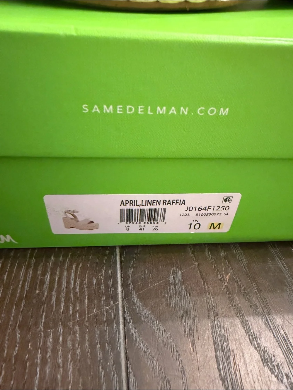Sam Edelman Cream Linen Raffia Platform Wedge Sandals